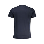 Cavalli Class Blu cotton men's T-shirt with round neckline and short sleeves, featuring subtle branding details.