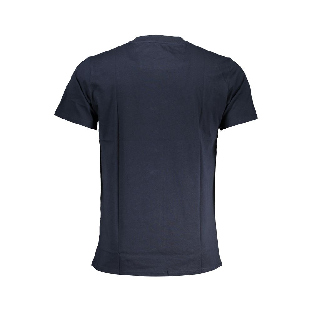 Cavalli Class Blu cotton men's T-shirt with round neckline and short sleeves, featuring subtle branding details.