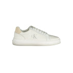 Calvin Klein white polyurethane men's sneaker with sleek design and white laces, ideal for casual and everyday wear.
