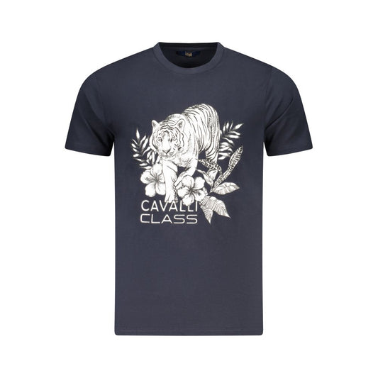 Cavalli Class Blue Cotton Men T-Shirt Cavalli Class
