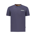 Napapijri blue cotton men's T-shirt featuring a classic fit and round neckline, displayed on a plain background.