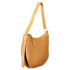 Coccinelle brown leather women’s handbag with elegant design and top handle, showcasing sophisticated craftsmanship.