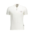 White cotton men's polo shirt by Napapijri, featuring a classic collar and short sleeves, displayed on a plain background.