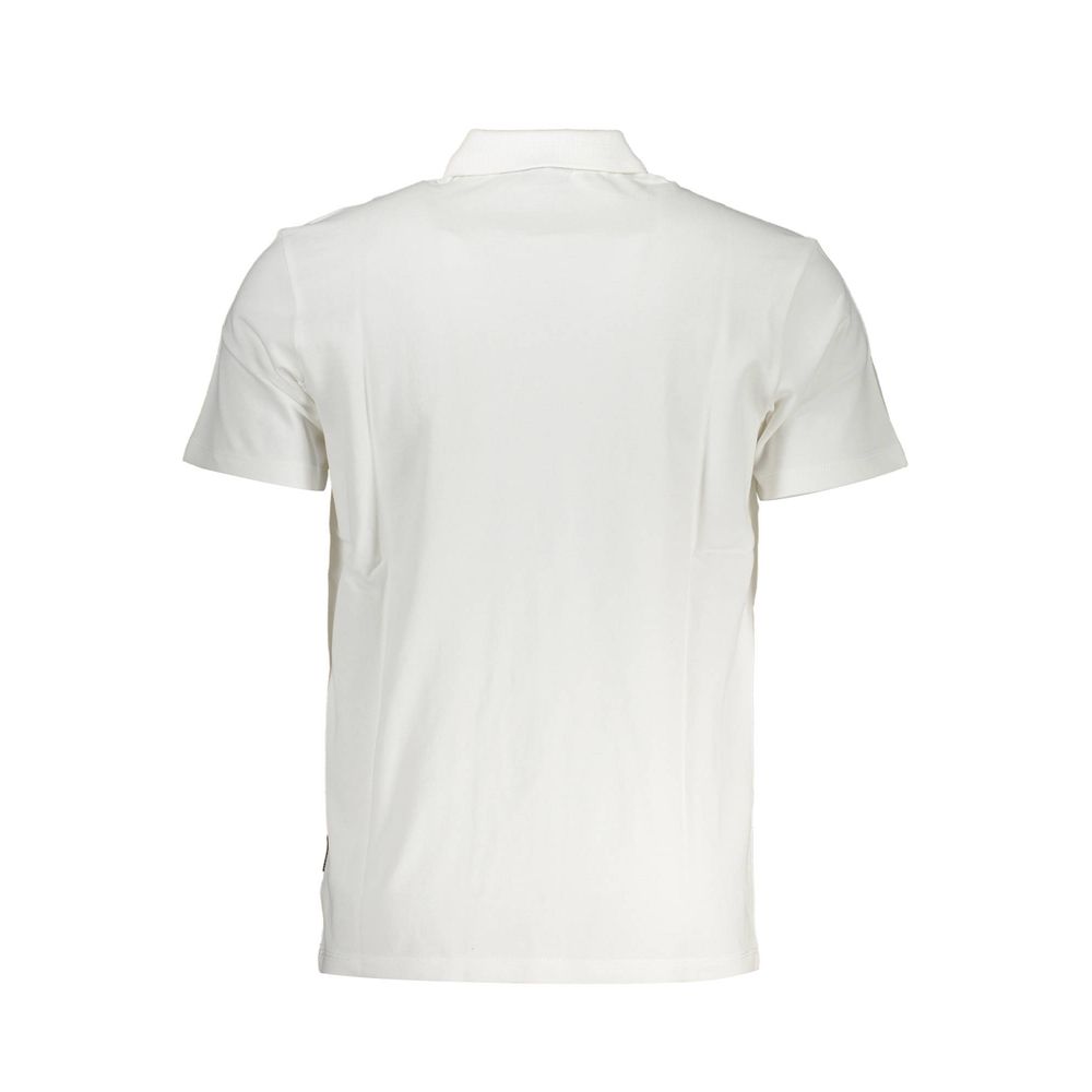 Napapijri Bianco cotton men's polo shirt with a classic collar and short sleeves, displayed on a neutral background.