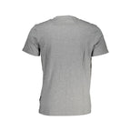 Napapijri gray cotton men's T-shirt with a classic crew neck and minimalist design, displayed flat on a white background.