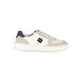 Blauer Bianco men's polyurethane sneaker showing sleek white design with laces and sporty silhouette.