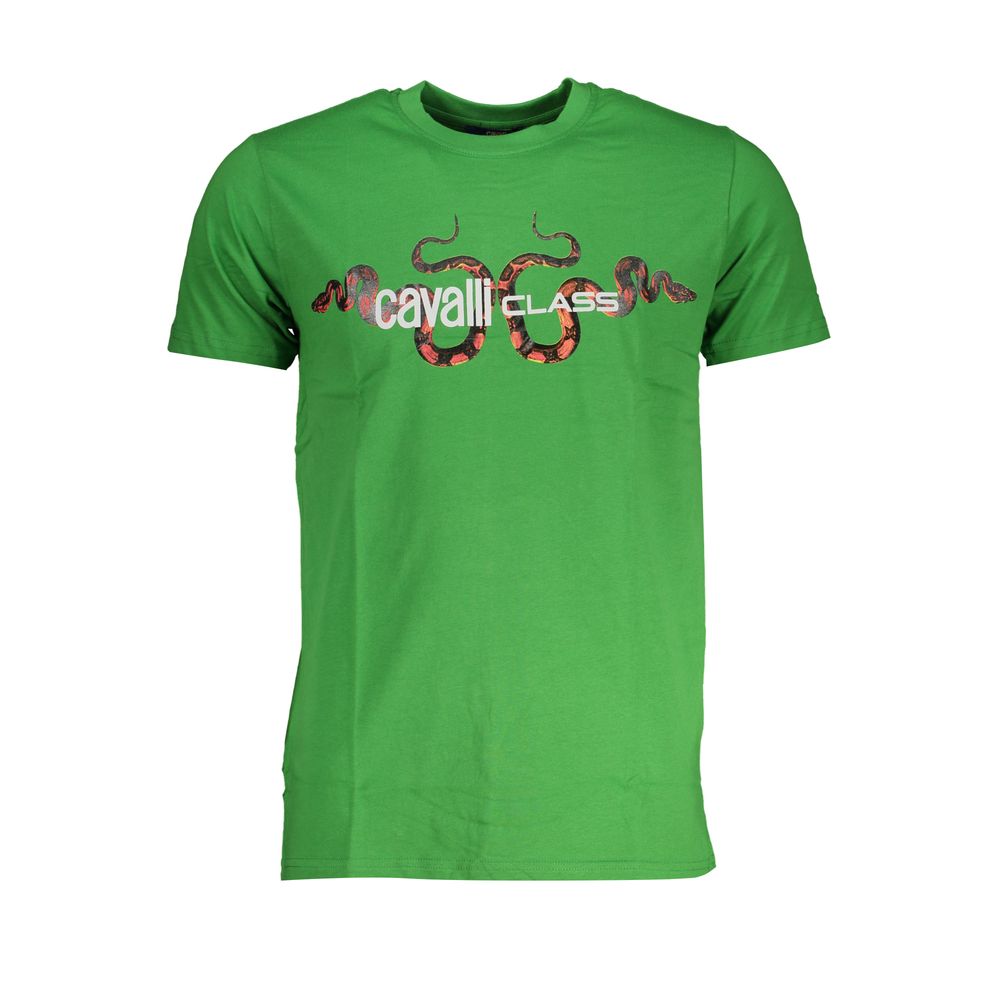 Cavalli Class Verde cotton men's T-shirt featuring a classic fit and brand logo on the chest.