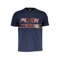 Blue cotton men's T-shirt from Plein Sport featuring a classic crew neck and relaxed fit.
