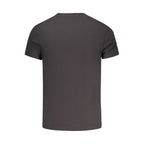 Black cotton men's T-shirt by Tommy Hilfiger with short sleeves and classic crew neckline, displayed flat on a white background.