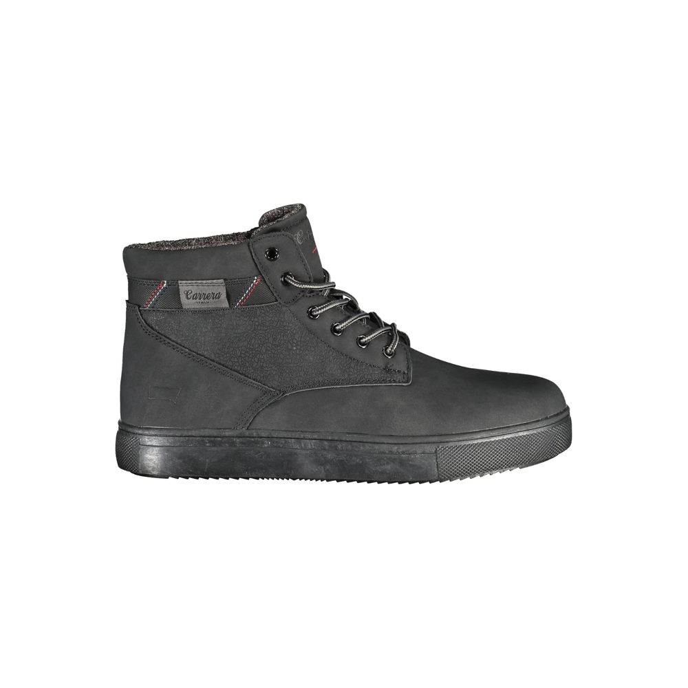 Carrera black polyurethane men's ankle boot with sleek design and lace-up closure, suitable for casual and semi-formal wear.