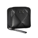 Calvin Klein Nero black polyester women's wallet with multiple card slots and a sleek, minimalist design.