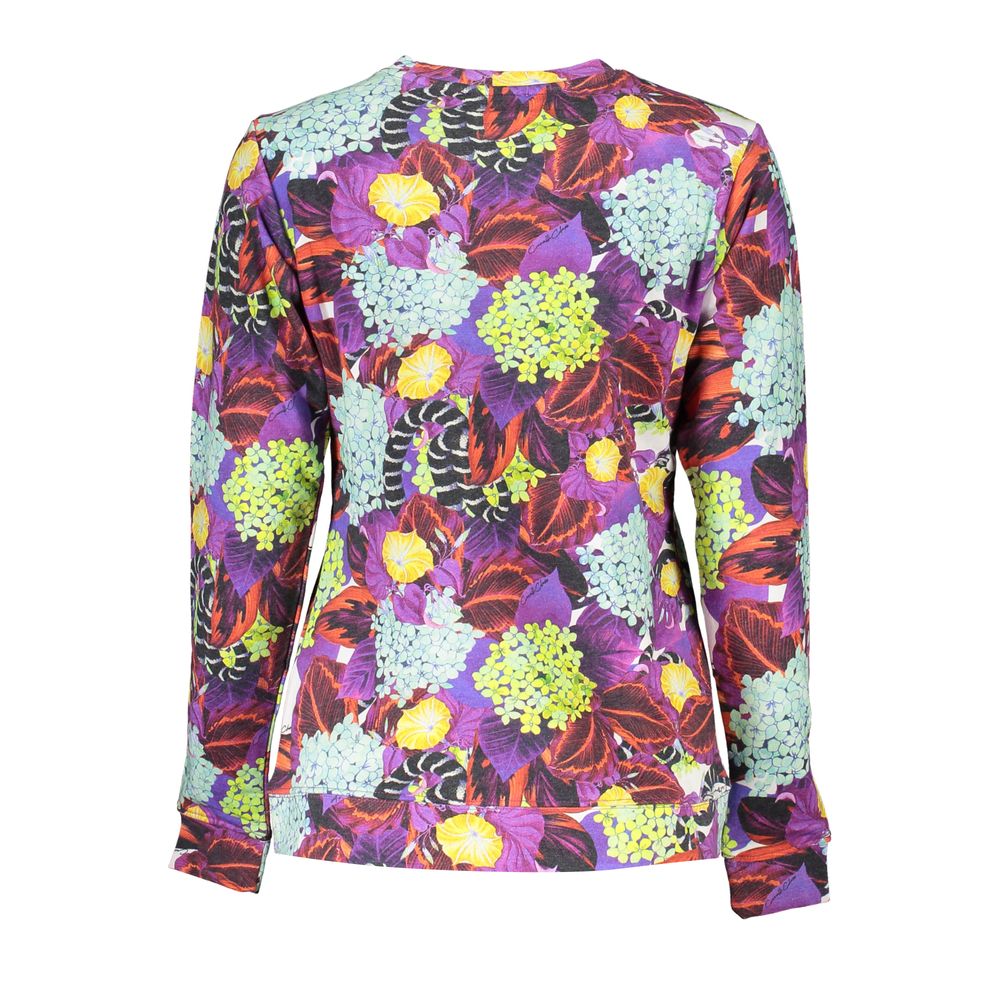 Purple Cavalli Class cotton women's sweater with long sleeves and a ribbed crew neckline, stylish and comfortable for everyday wear.