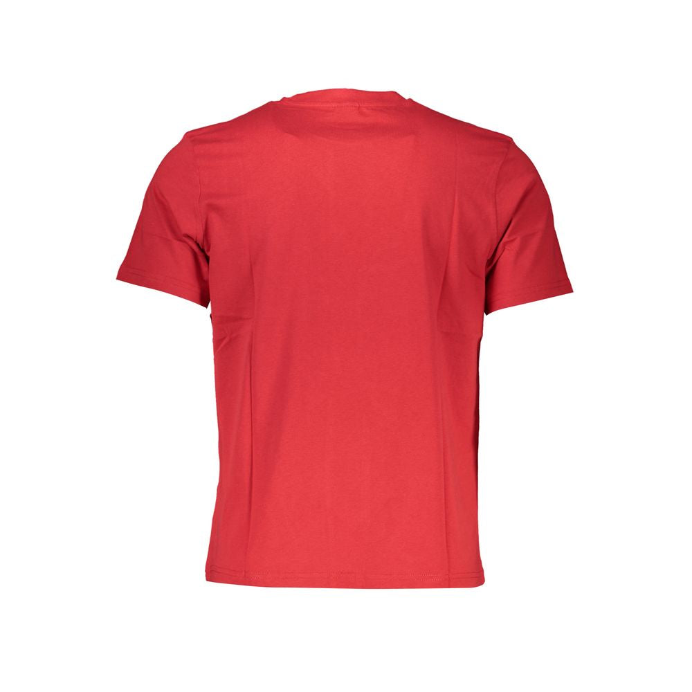 Red North Sails cotton men's T-shirt with crew neck and short sleeves, showcasing a casual, comfortable style.