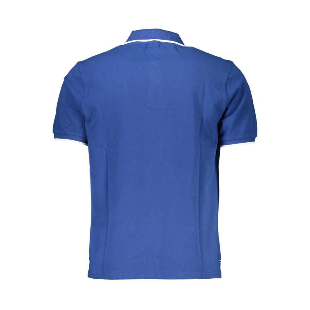 North Sails Blu Cotton Men Polo Shirt shown flat with collar and short sleeves, classic navy blue color.