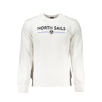 White North Sails men's cotton sweatshirt with a classic crewneck and logo patch on the chest.