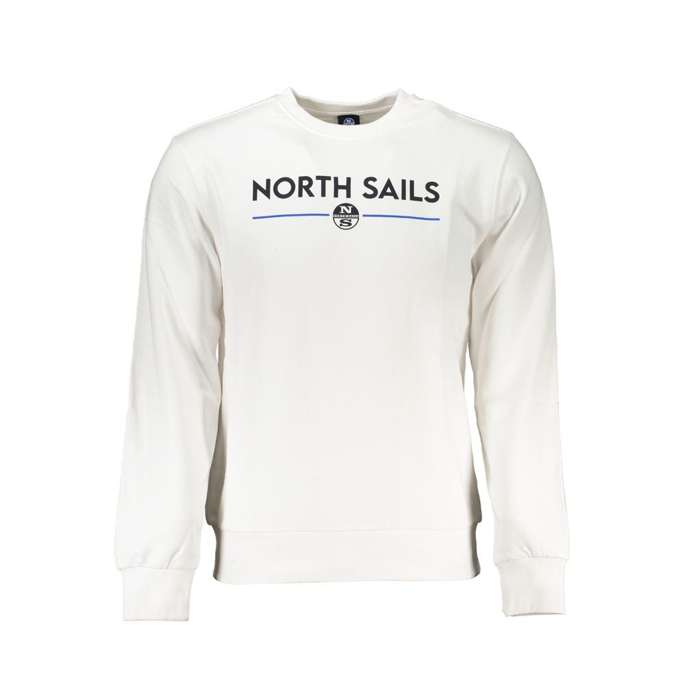 White North Sails men's cotton sweatshirt with a classic crewneck and logo patch on the chest.