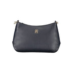 Tommy Hilfiger blue polyester women's shoulder bag with adjustable strap and minimalist design.