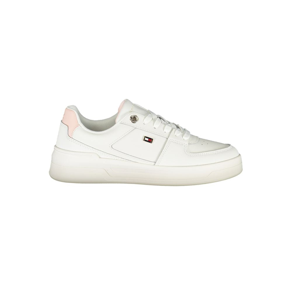 Tommy Hilfiger white leather women's sneaker with classic design and logo detail, casual and stylish footwear.