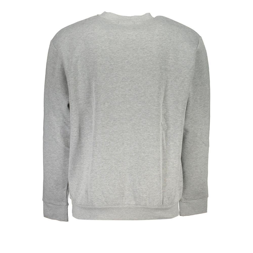 Gray cotton men's sweater by Cavalli Class, featuring a classic crewneck design and soft fabric texture.