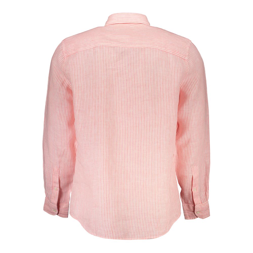 North Sails Rosa Linen Men’s Shirt displayed on a hanger, featuring a light-colored, casual linen shirt with a classic collar.