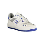 Tommy Hilfiger royal blue polyurethane men's sneaker with white sole and logo details, casual footwear for men.