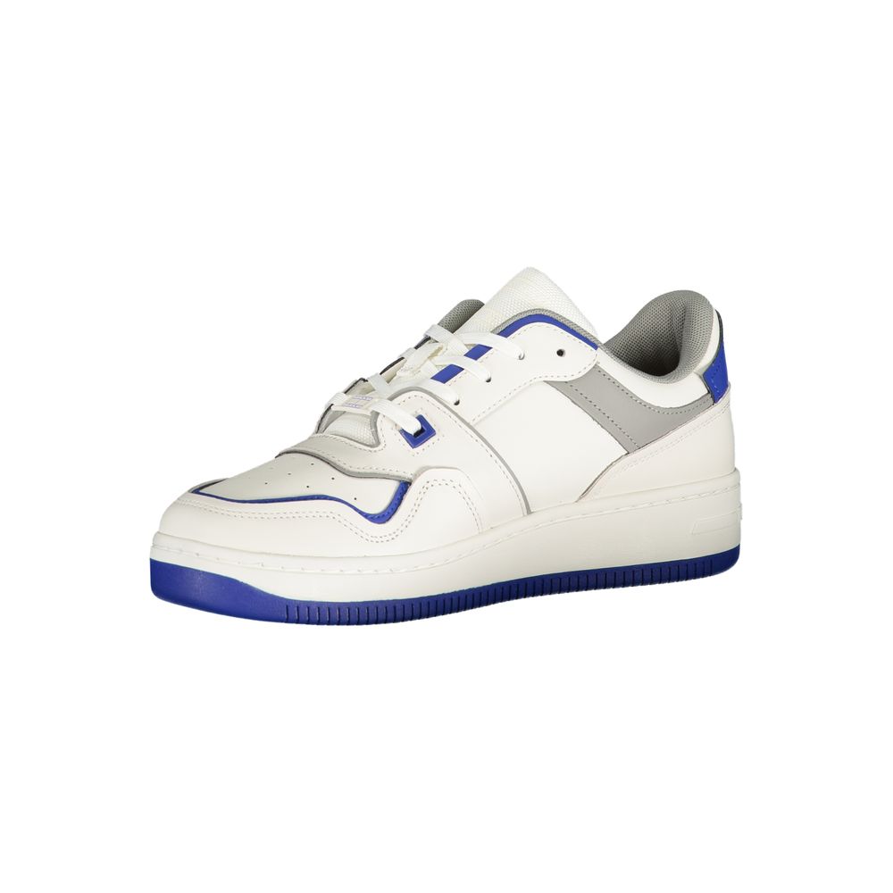 Tommy Hilfiger royal blue polyurethane men's sneaker with white sole and laces, stylish casual footwear for men.