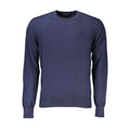 North Sails blue cotton men's sweater with crew neck and long sleeves, soft knit fabric, casual style, front view.