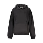 Black cotton women's sweatshirt by Calvin Klein featuring a relaxed fit and minimalist design, shown on a model.