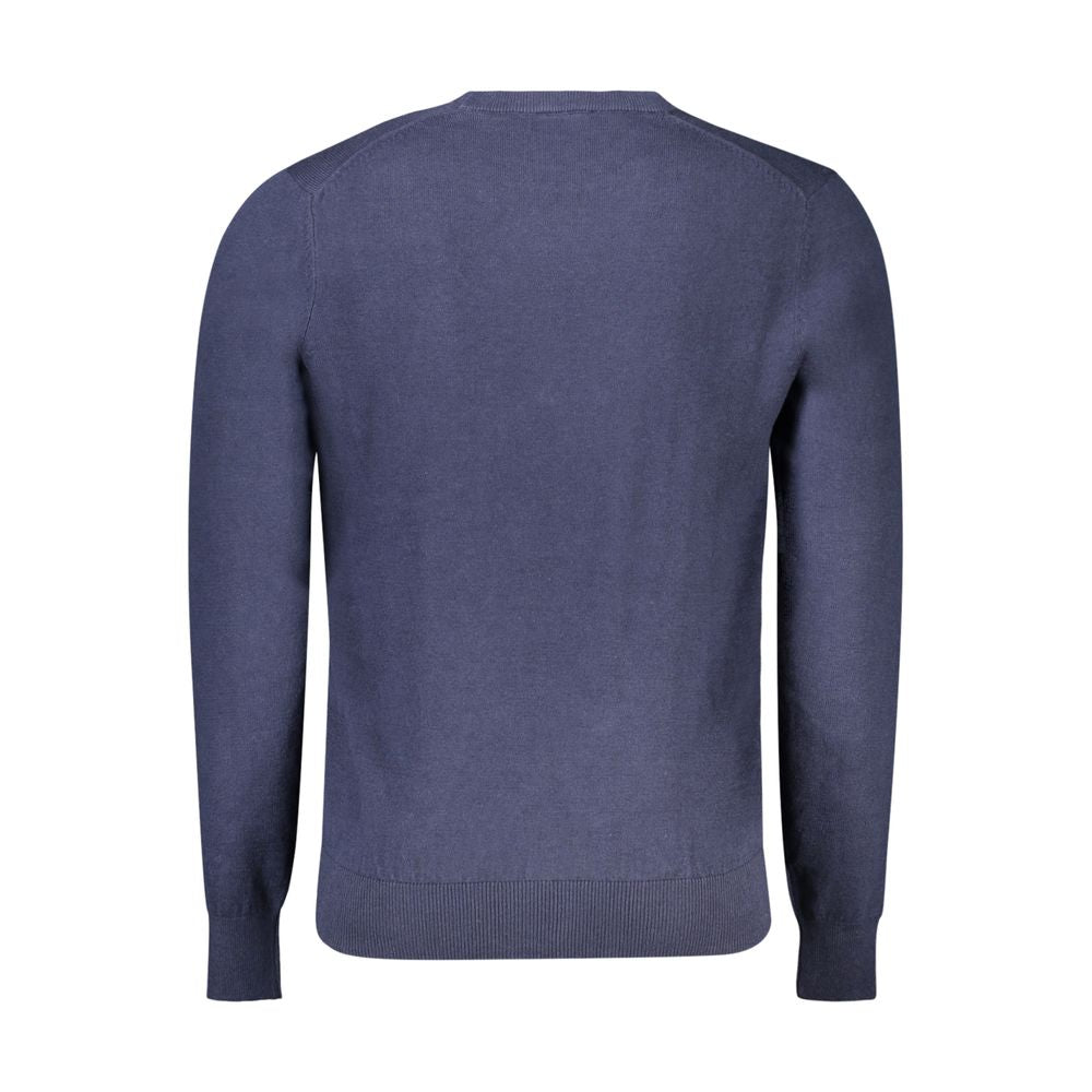 Blue cotton men's sweater from North Sails featuring a crew neck and ribbed cuffs, displayed on a neutral background.