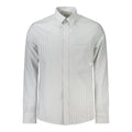 Calvin Klein Bianco cotton men's shirt with a classic collar and button-down front, displayed flat on a white background.