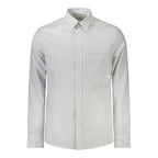 Calvin Klein Bianco cotton men's shirt with a classic collar and button-down front, displayed flat on a white background.
