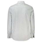 Calvin Klein Bianco cotton men's shirt with a classic collar and button-down front, displayed on a plain background.