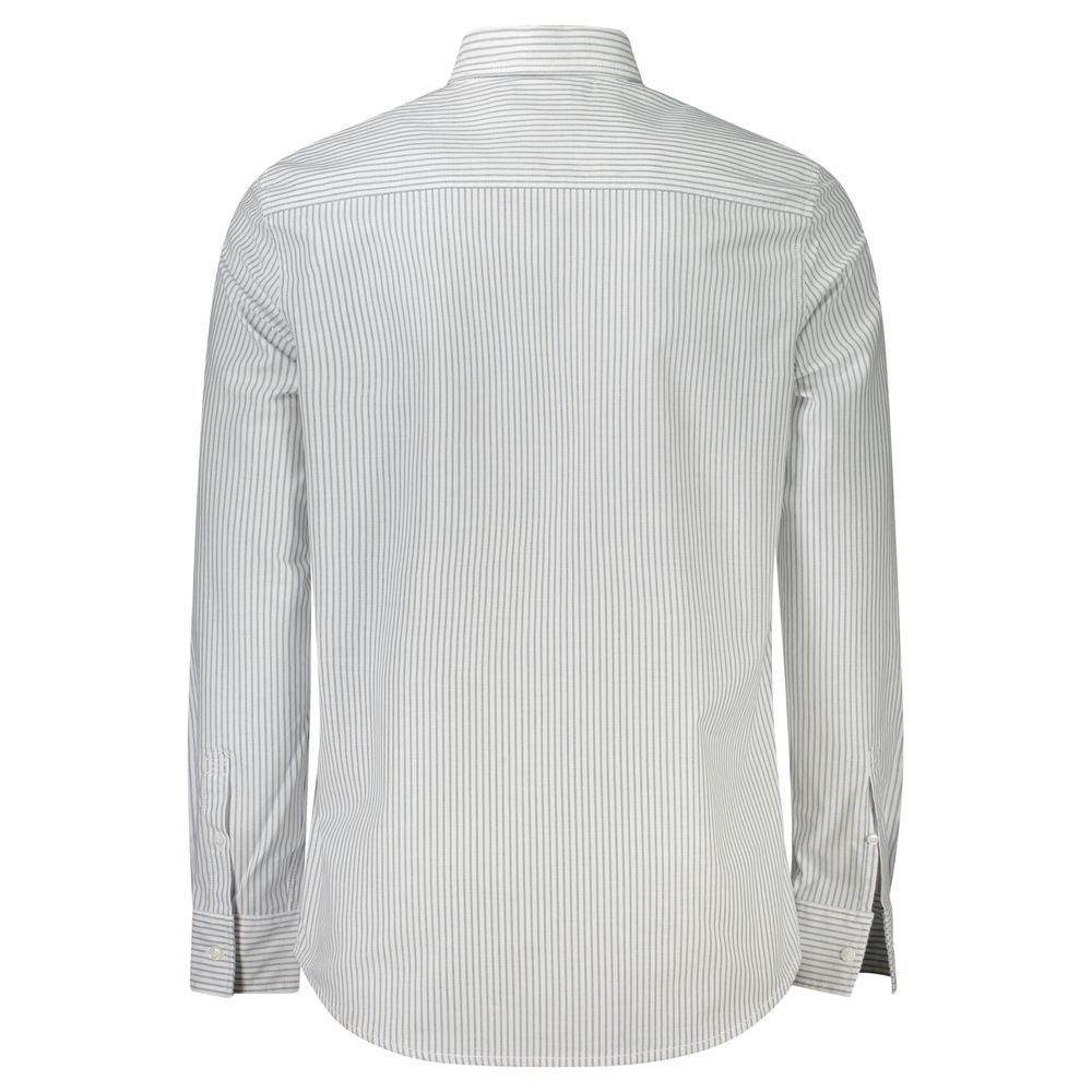 Calvin Klein Bianco cotton men's shirt with a classic collar and button-down front, displayed on a plain background.