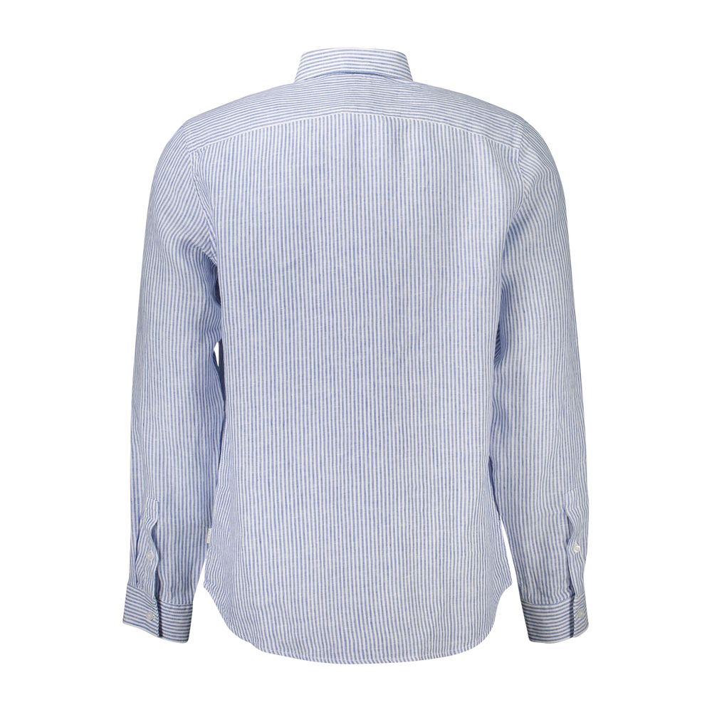 Guess Jeans Blue Linen Men Shirt Guess Jeans