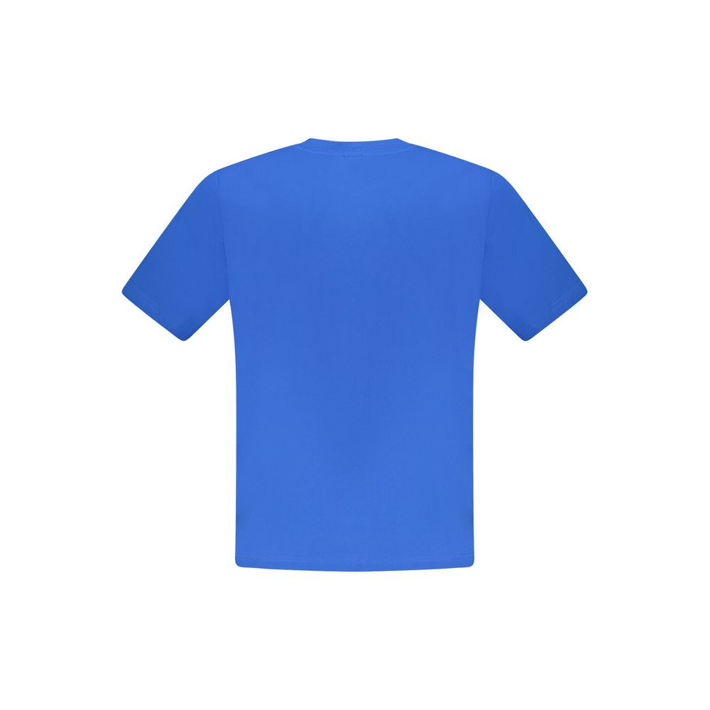 North Sails blue cotton men's T-shirt displayed flat with short sleeves and crew neckline, showcasing casual, comfortable style.