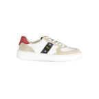 White Blauer men's polyurethane sneaker with sporty design and lace-up closure, featuring a sleek, modern look.