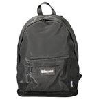 Black polyester men's backpack by Blauer with multiple compartments and adjustable straps, suitable for daily use.