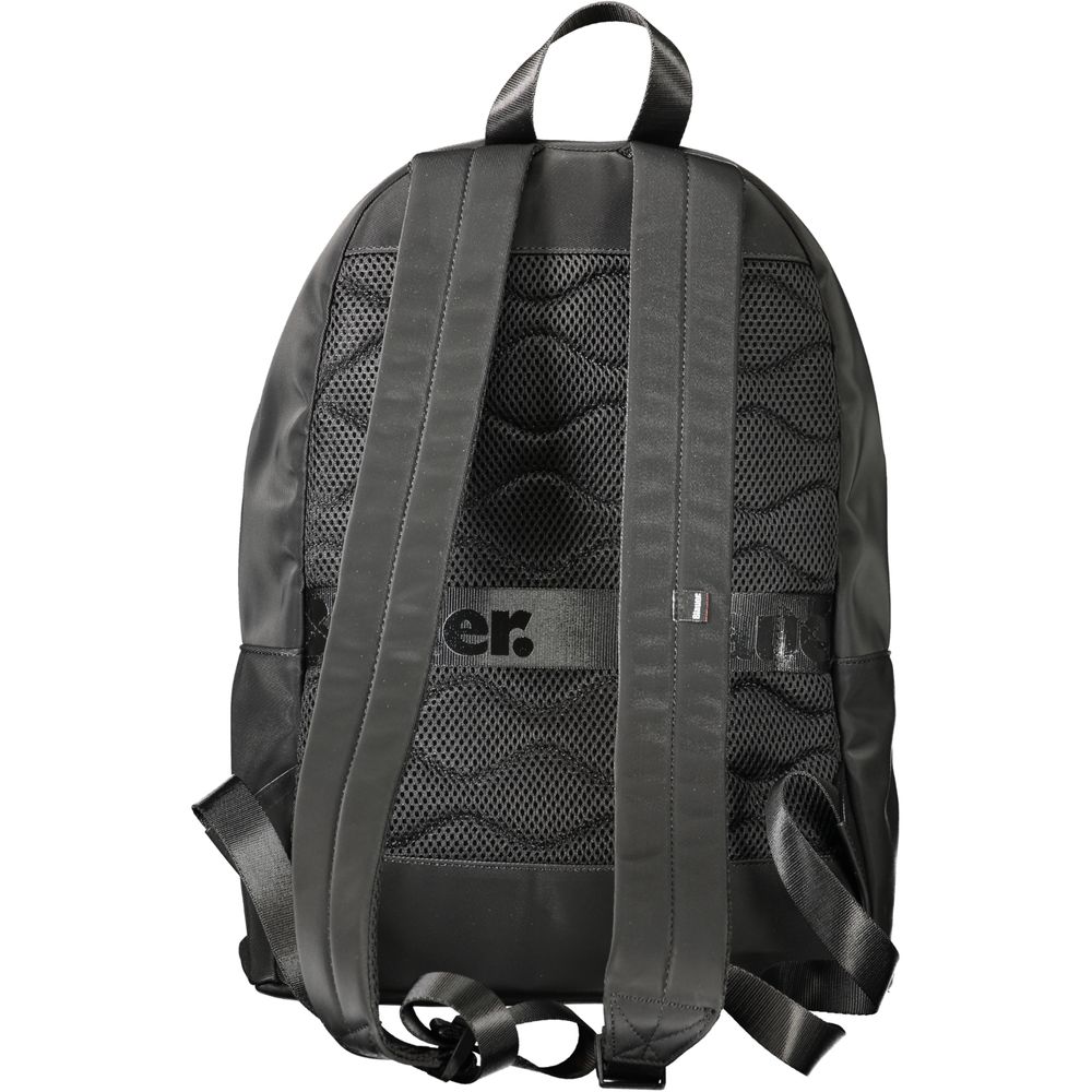 Black polyester men's backpack by Blauer with multiple compartments and adjustable straps, designed for everyday use.