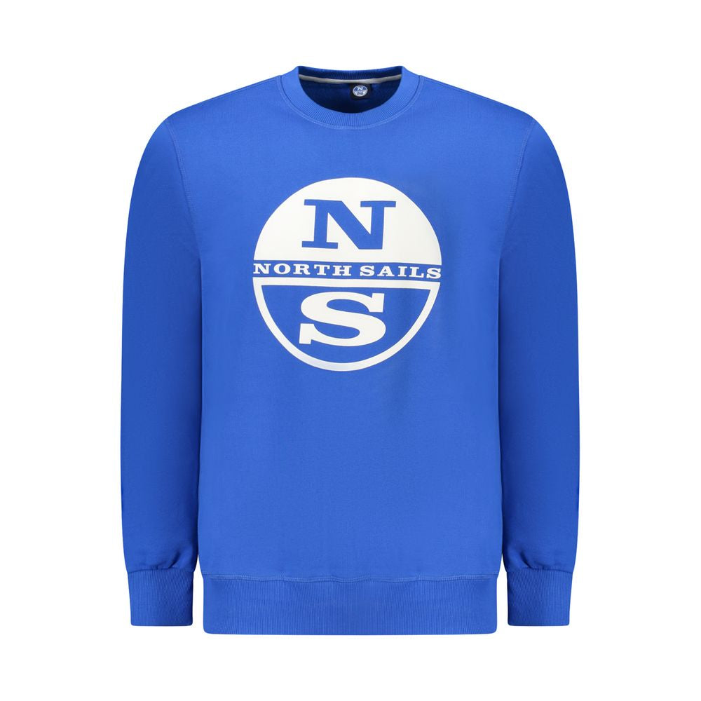 North Sails blue cotton men's sweatshirt with crew neck and long sleeves, casual and comfortable for everyday wear.