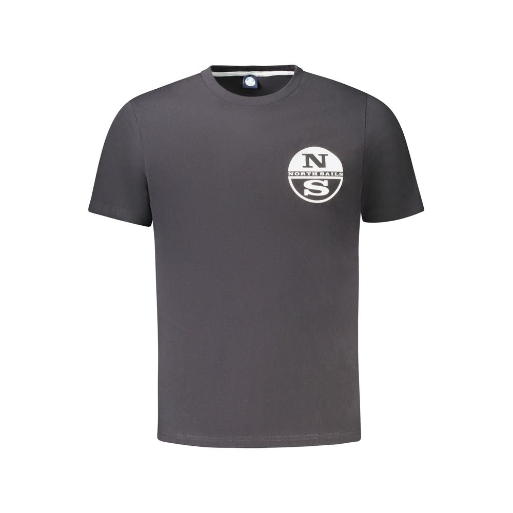 Black North Sails men's cotton T-shirt with crew neck and short sleeves, displayed on a plain background.