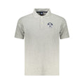 North Sails Grigio Cotton Men’s Polo shirt displayed on a hanger, featuring a classic collar and short sleeves.