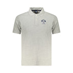 North Sails Grigio cotton men's polo shirt displayed on a hanger, featuring a classic collar and short sleeves.