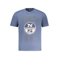 North Sails blue cotton men's T-shirt displayed flat, featuring a simple crew neck and classic fit.