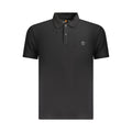 Timberland black cotton men's polo shirt with a classic collar and short sleeves, featuring subtle branding and a comfortable fit.