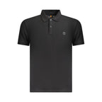 Timberland black cotton men's polo shirt with a classic collar and short sleeves, featuring subtle branding and a comfortable fit.