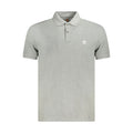 Gray cotton men's polo shirt by Timberland featuring a classic collar and short sleeves.