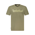 Timberland green organic cotton men's T-shirt with crew neck and short sleeves, casual style, front view.