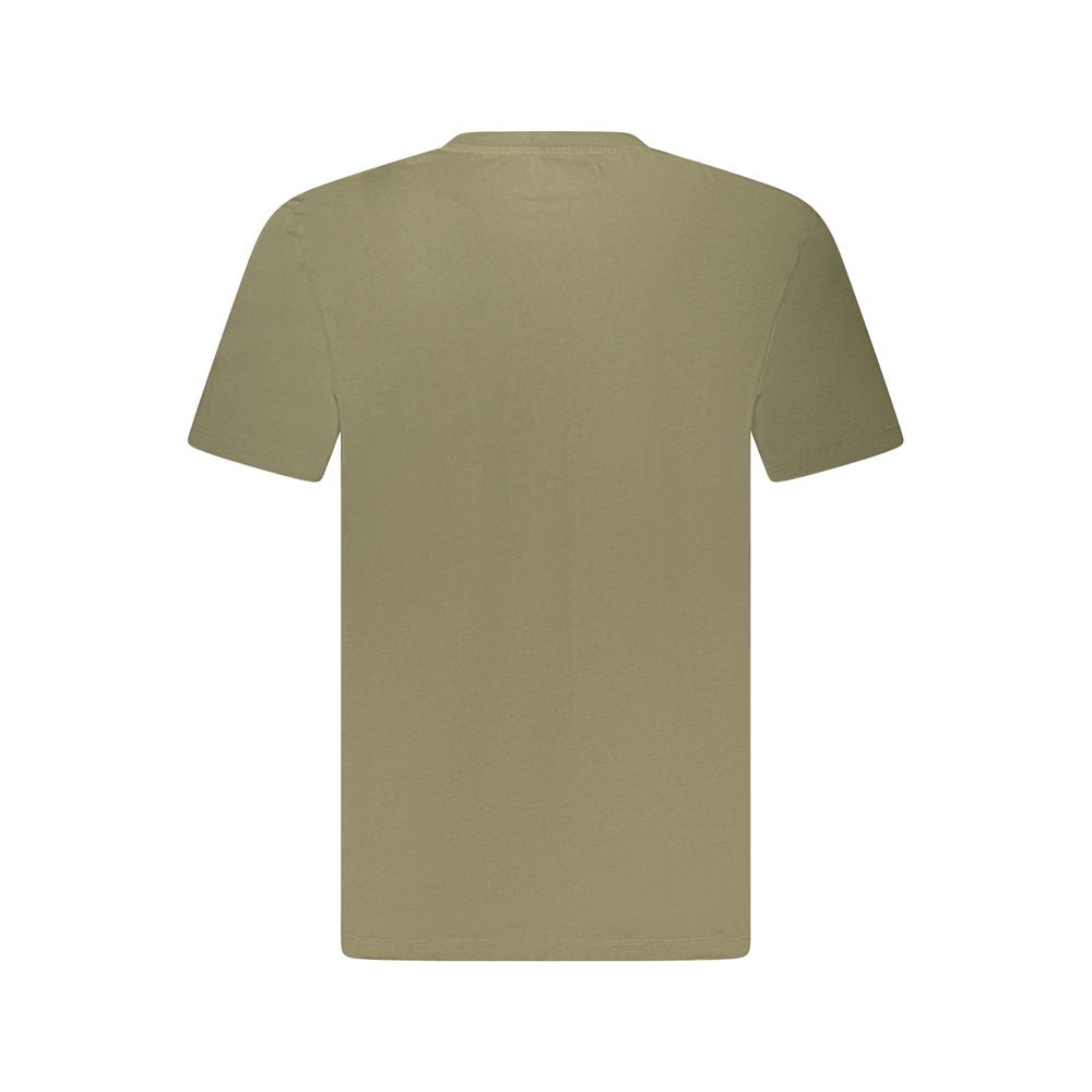 Timberland Green Organic Cotton Men’s T-Shirt displayed on a hanger, showcasing casual style and eco-friendly fabric.