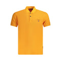 Men's Napapijri cotton polo shirt in vibrant orange with a classic collar and short sleeves, perfect for casual wear.
