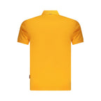 Napapijri men's orange cotton polo shirt with a classic collar and short sleeves, displayed on a plain background.